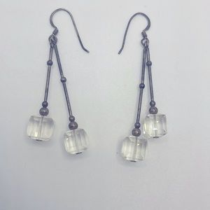 Sterling silver & cut crystal pools of light dangle earrings